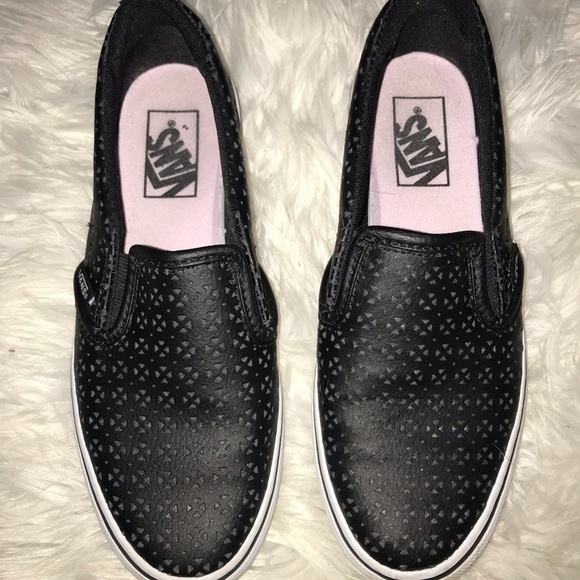 Black Perforated Slip On Vans - Picture 1 of 5